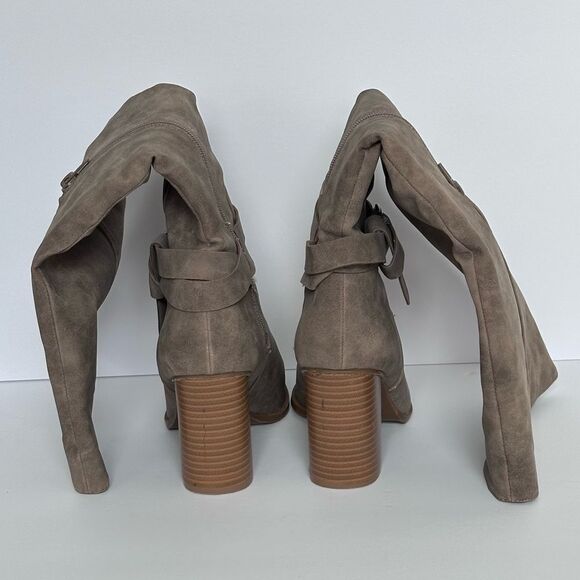 JUST FAB Sora Taupe Suede Block Heeled Boot Size 8 - Picture 13 of 15